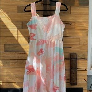 Pink floral midi dress